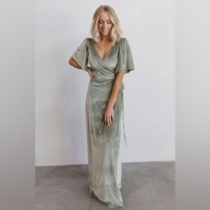 Elegant Sage Green Wrap Dress